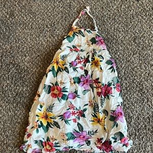 Floral gauze halter maxi dress